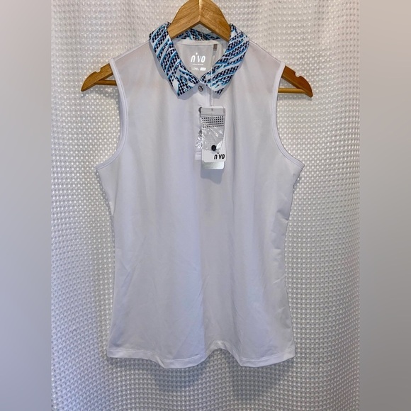 Women’s‎ NVO Shayla White sleeveless GOLF Polo size small NWT - Picture 2 of 10